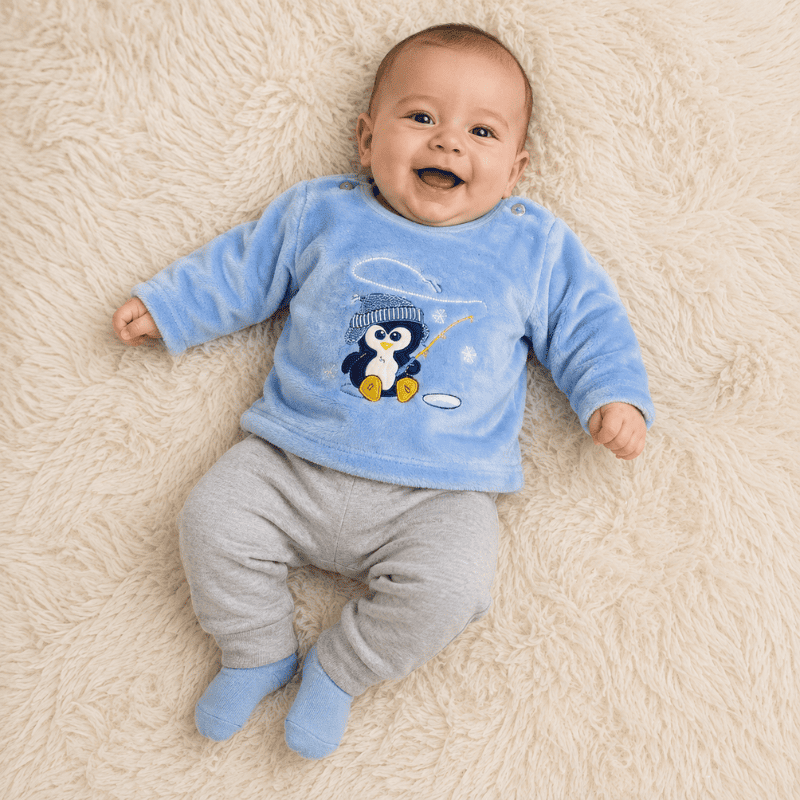 Polerón celeste con pingüino