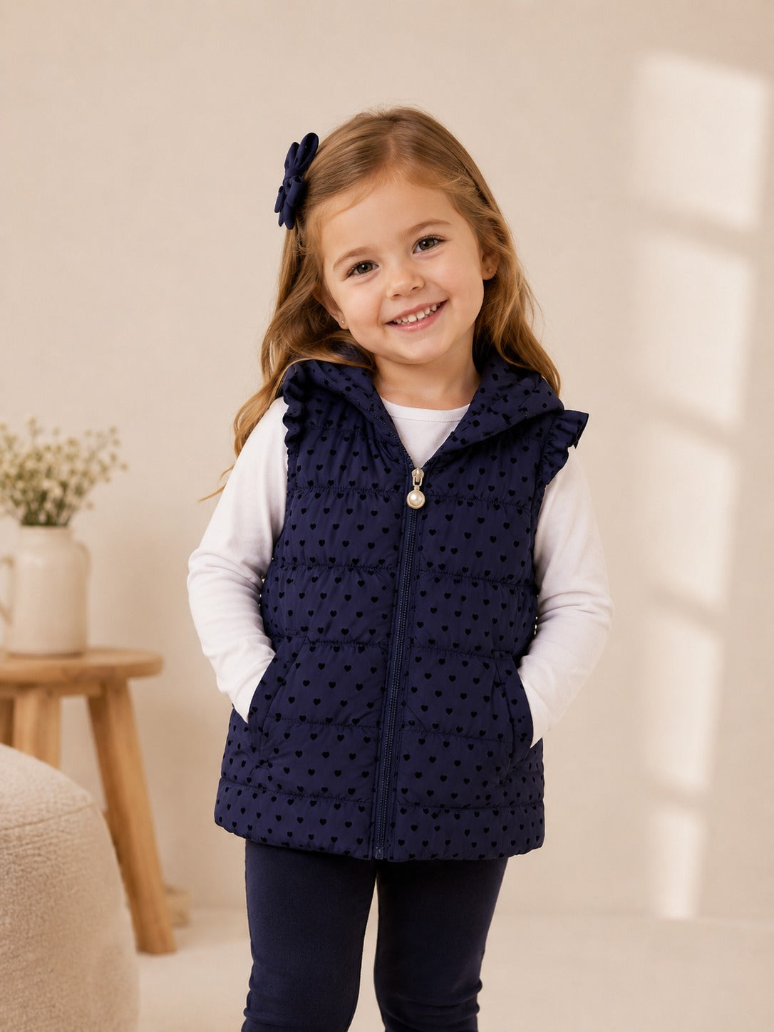 Chaqueta azul sin mangas